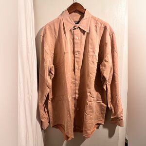 Mulholland San Francisco Mens Salmon Pink Brushed Twill Button Down Shirt L